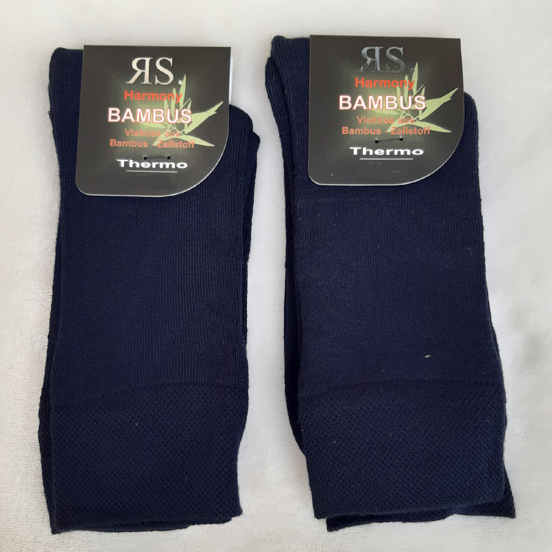 2 Paar Bambus Thermo Socken Softrand Dunkelblau