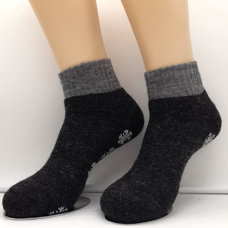 1 Paar Kurze MH Stoppersocken ABS mit Alpakawolle Dunkelgrau