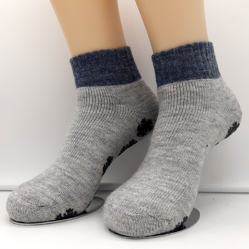 1 Paar Kurze MH Stoppersocken ABS mit Alpakawolle Hellgrau