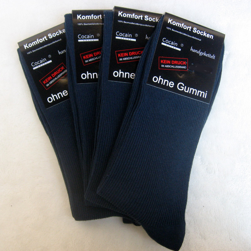 16 Paar Socken 100% Baumwolle 1/1 Rippe Dunkelblau Sonderpreis