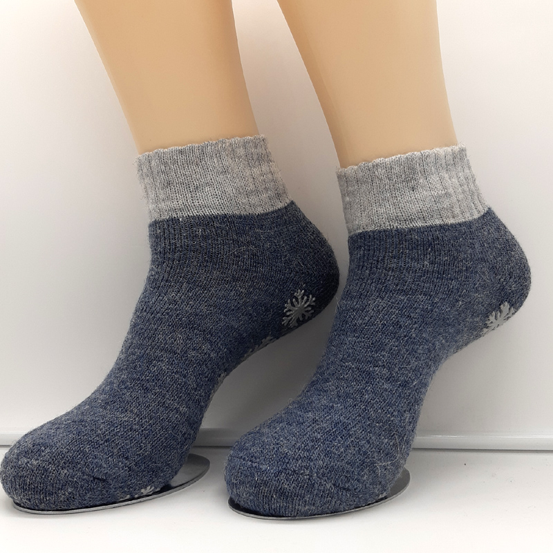 1 Paar Kurze MH Stoppersocken ABS mit Alpakawolle Blau