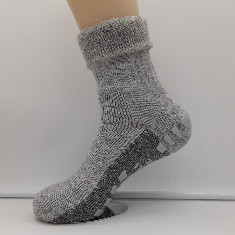 1 Paar dicke MH Alpaka Umschlag Stoppersocken Silbergrau