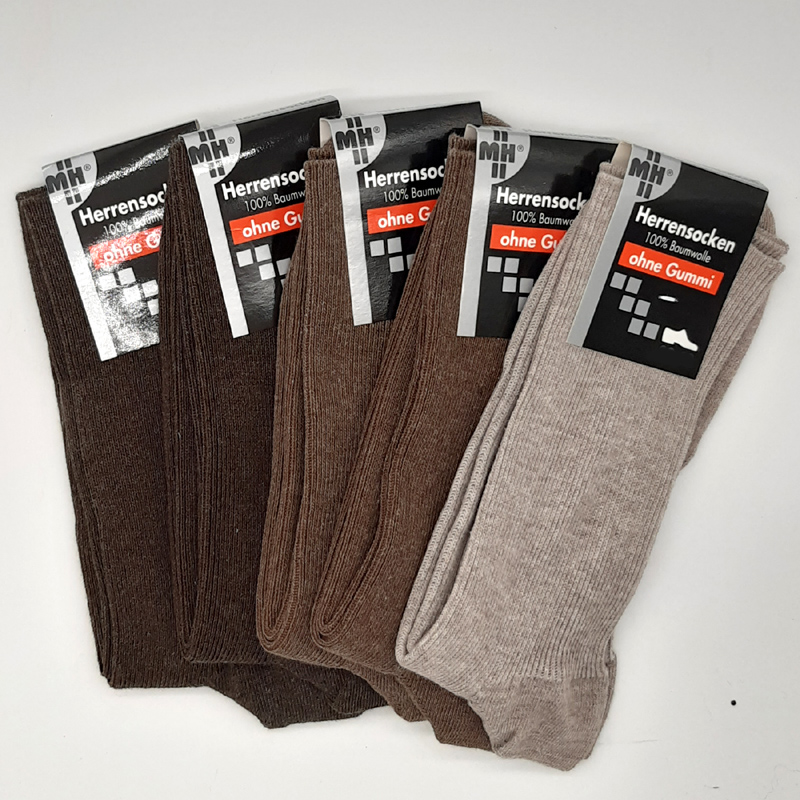 5 Paar MH Socken 100% Baumwolle 1/1 Rippe Braun Töne