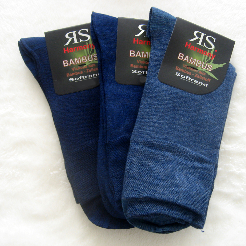 3 Paar Bambus Socken verschiedene Blautöne