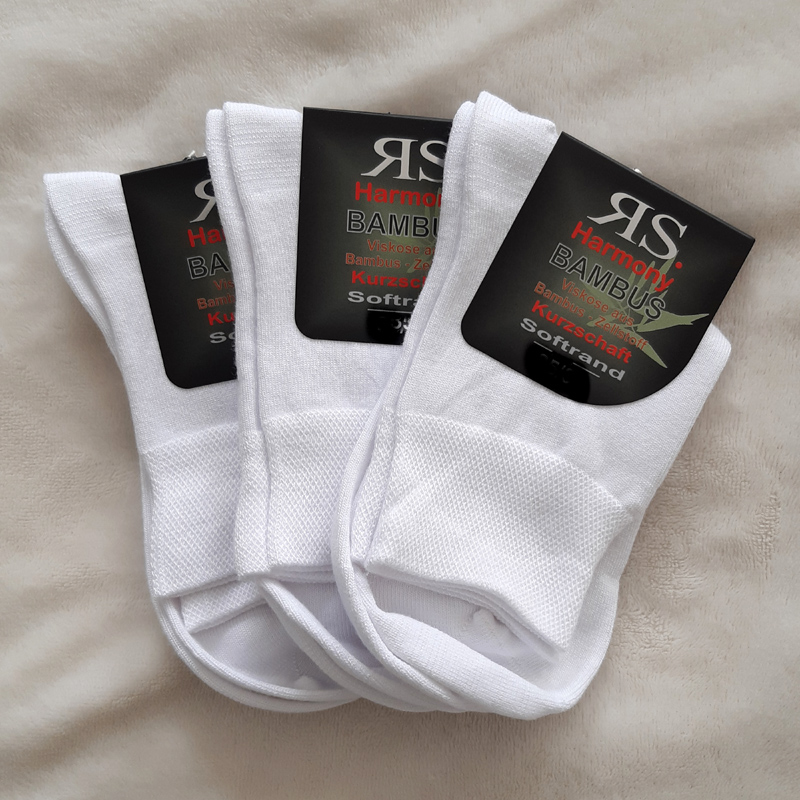 3 Paar Bambus Kurzschaft  Socken Weiß