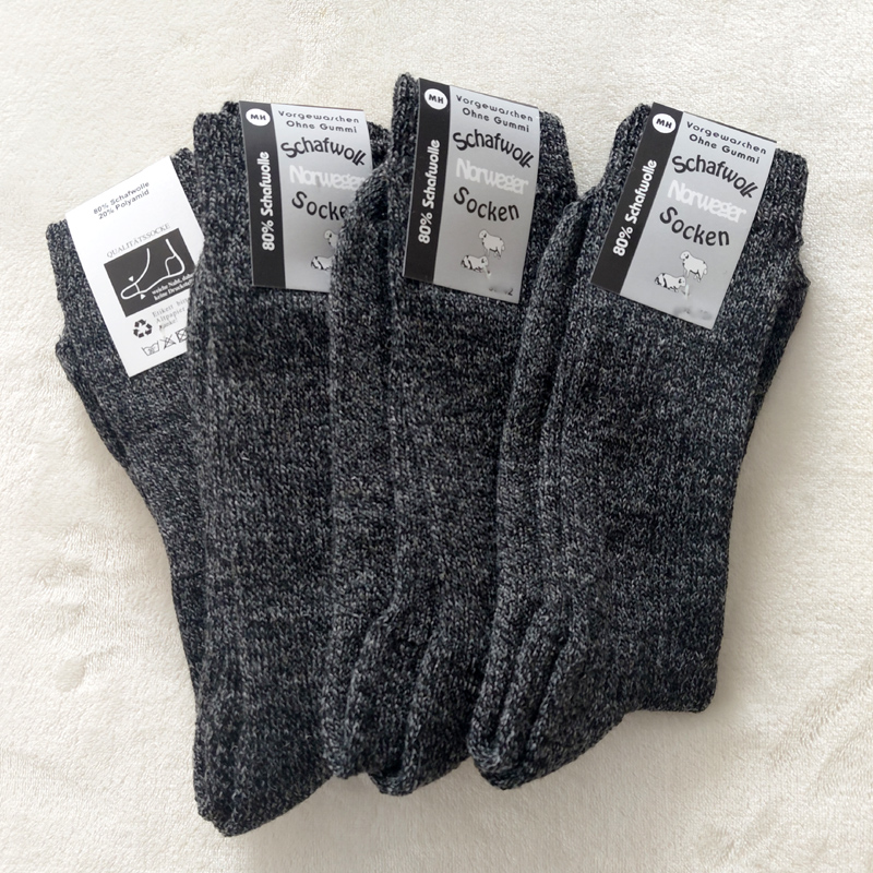 4 Paar MH Norweger Socken Polstersohle mit 80% Wolle Anthrazit
