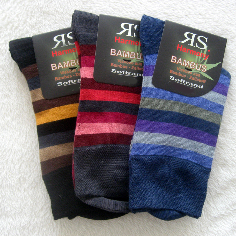 3 Paar Bambus Socken Bunt gestreift Farbe 1