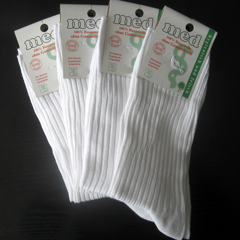4 Paar Socken 100% Baumwolle 4/2 Rippe Weiß