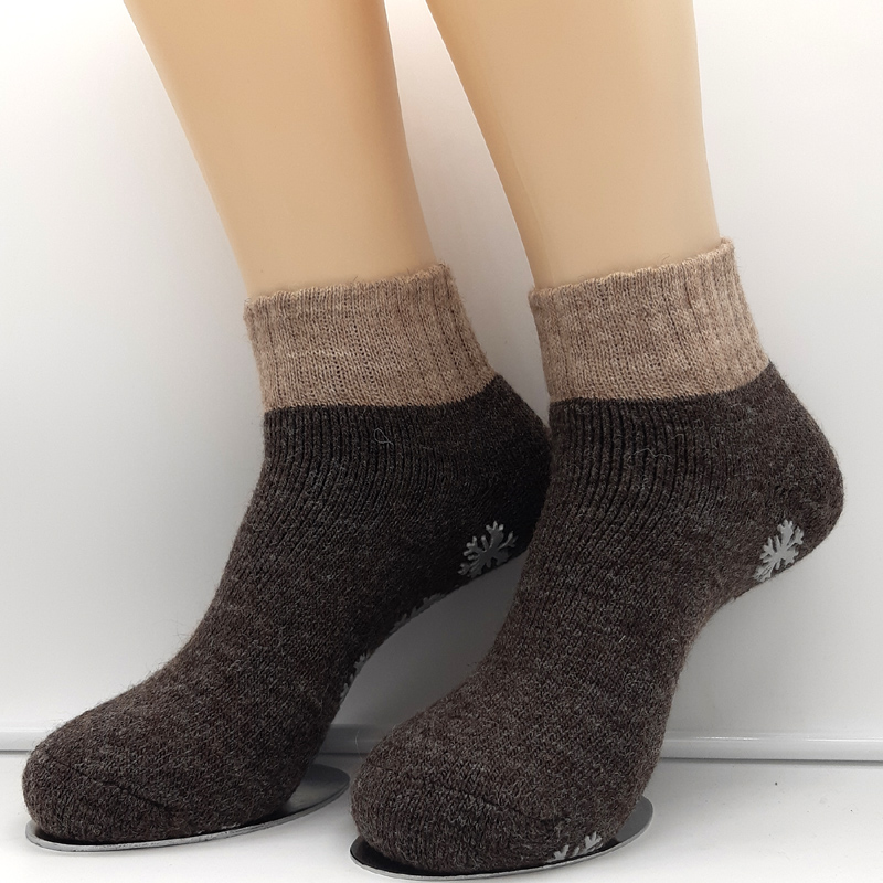 1 Paar Kurze MH Stoppersocken ABS mit Alpakawolle Braun