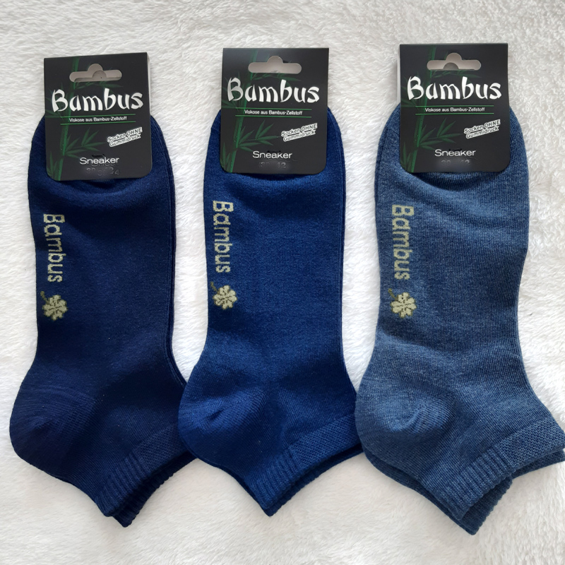3 Paar MH Bambus Glück Sorbtek Sneaker Socken Blautöne