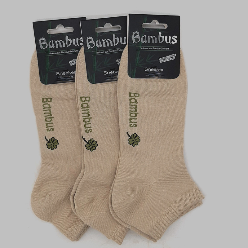 3 Paar MH Bambus Glück Sorbtek Sneaker Socken Beige