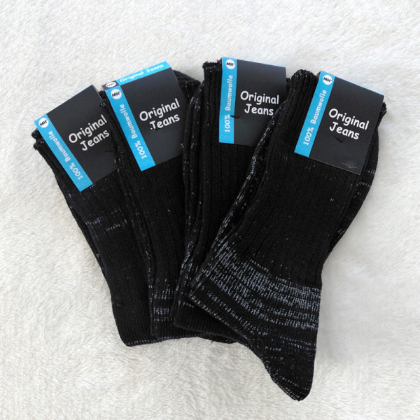 12 Paar Original MH Kurzschaft Jeans Socken 100% Baumwolle Schwarz-Melange Sonderposten-Copy