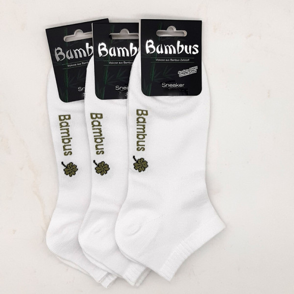 3 Paar MH Bambus Glück Sorbtek Sneaker Socken Weiß