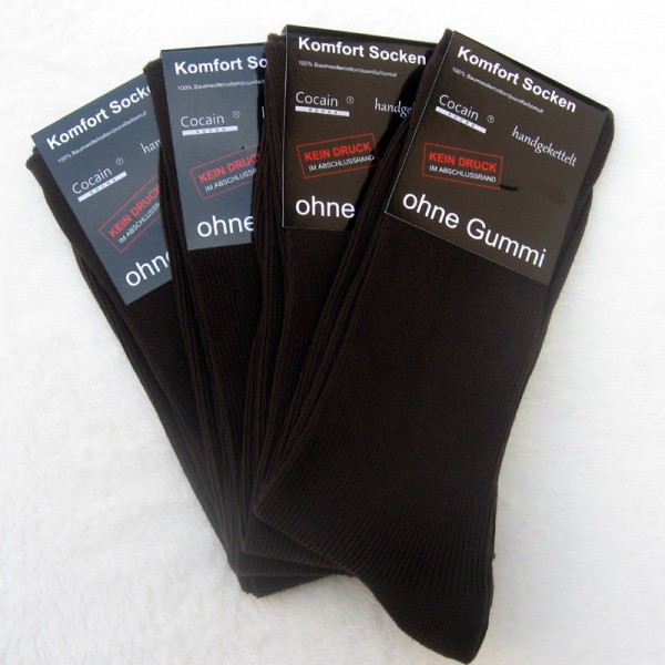 4 Paar Socken 100% Baumwolle 1/1 Rippe Dunkelbraun