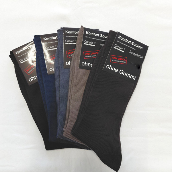 5 Paar Socken 100% Baumwolle 1/1 Rippe 5 Farben