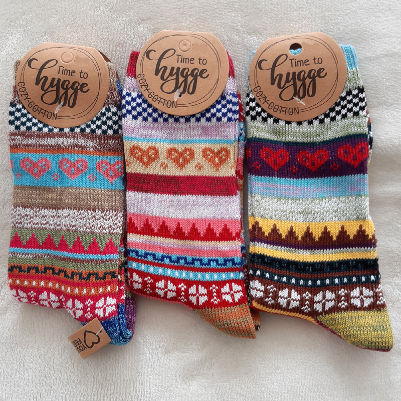 3 Paar Bunte Norweger Hygge Socken mit Baumwolle Farbe 1 | Socken mit  Baumwolle | Damensocken | Sockenspezialist