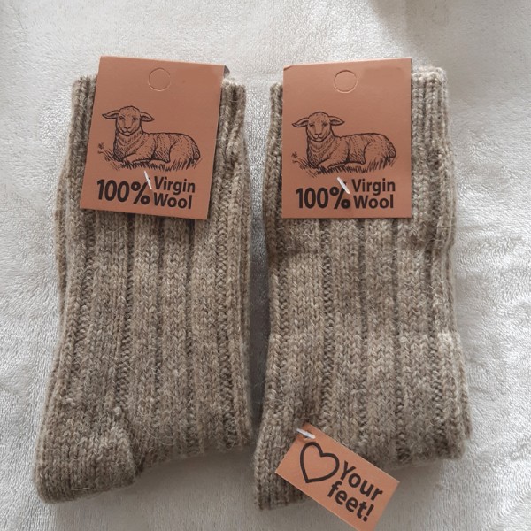 2 Paar Socken Virgin Wool 100% Wolle Beige