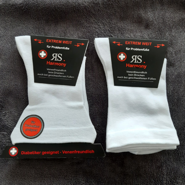 2 Paar Softrand Socken EXTREM WEIT Weiß