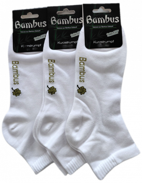 3 Paar MH Bambus Glück Sorbtek Sneaker Kurzstrumpf Socken Weiß