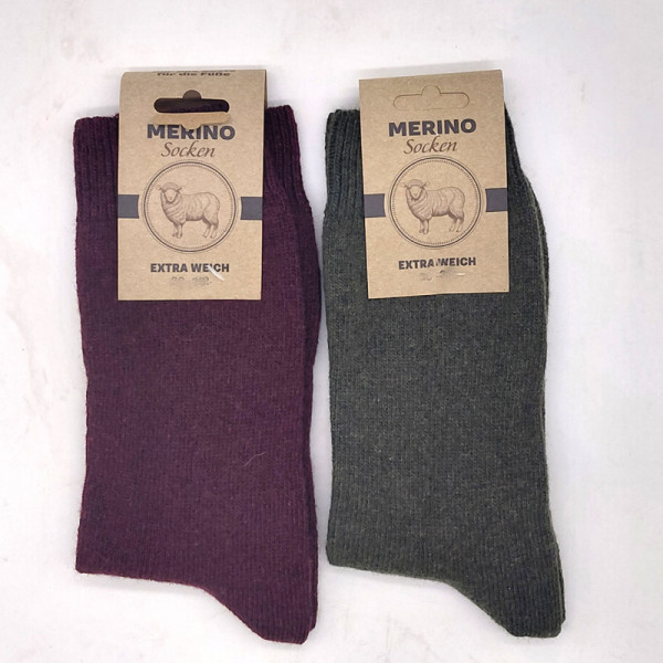 2 Paar MH Merino und Schafwolle Socken 100% Wolle Extra Weich Rot und Grün