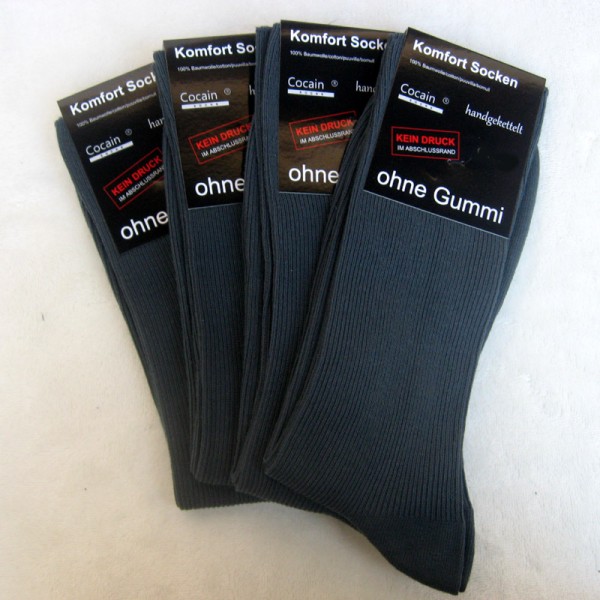 4 Paar Socken 100% Baumwolle 1/1 Rippe Dunkelgrau