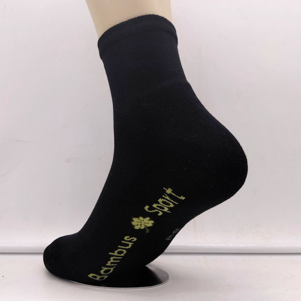 3 Paar Bambus Kurzstrumpf Socken ohne Gummi mit Polstersohle Schwarz
