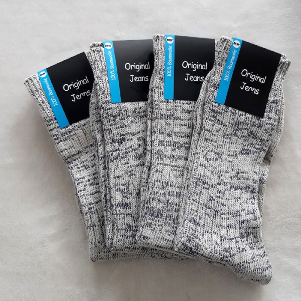 | Sockenspezialist | Jeans 100% Paar 4 Baumwolle Socken Herrensocken Original 100% Socken MH Grau-Melange | Baumwolle