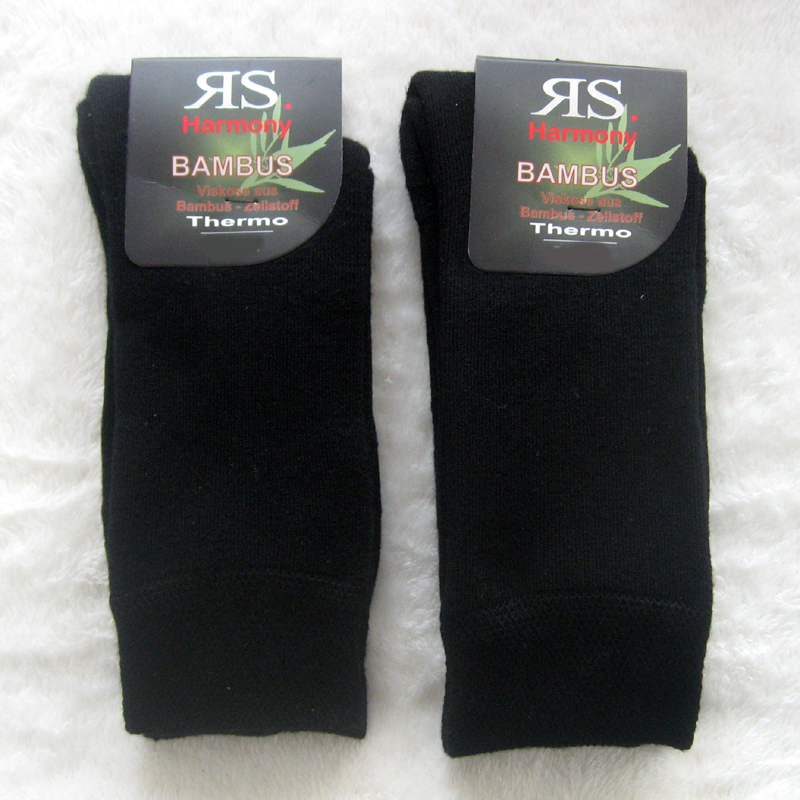 Bambus Thermo Socken Strümpfe warm weich schwarz Innenfrottee 2 Paar