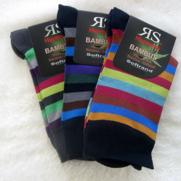 3 Paar Bambus Socken Bunt gestreift Farbe 2