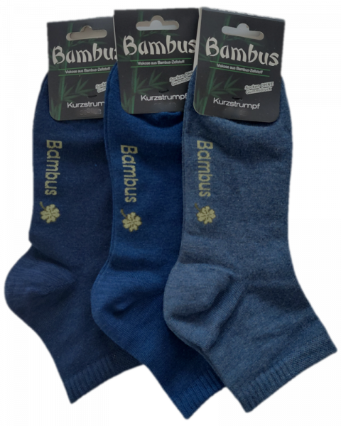 3 Paar MH Bambus Glück Sorbtek Sneaker Kurzstrumpf Socken Blautöne