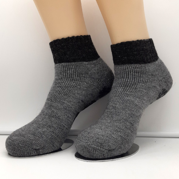 1 Paar Kurze MH Stoppersocken ABS mit Alpakawolle Mittelgrau