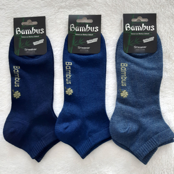 3 Paar MH Bambus Glück Sorbtek Sneaker Socken Blautöne