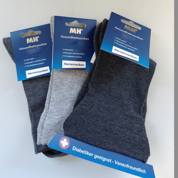 3 Paar MH Diabetiker Socken Extra Weiter Bund Super Sensibel 3 Grautöne
