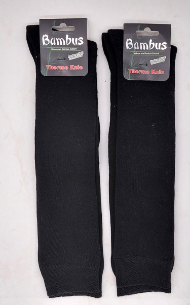 2 Paar MH Bambus Thermo Kniestrümpfe ohne Gummidruck Schwarz