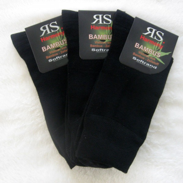 3 Paar Bambus Socken Schwarz