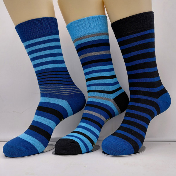 3 Paar MH Bambus Socken ohne Gummi Bunt gestreift Farbe C