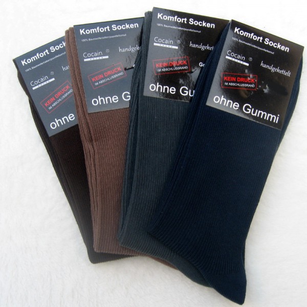 4 Paar Socken 100% Baumwolle 1/1 Rippe 4 Farben