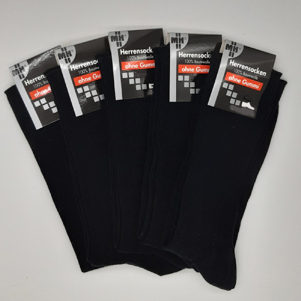 5 Paar MH Socken 100% Baumwolle 1/1 Rippe Schwarz