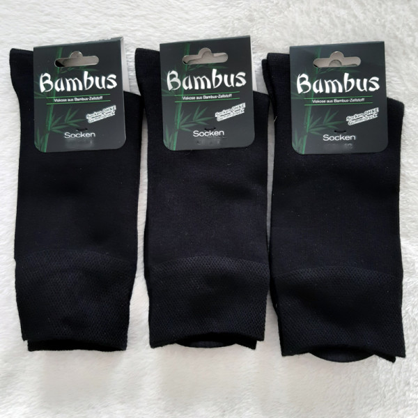 3 Paar MH Bambus Glück Sorbtek Socken ohne Gummi Schwarz