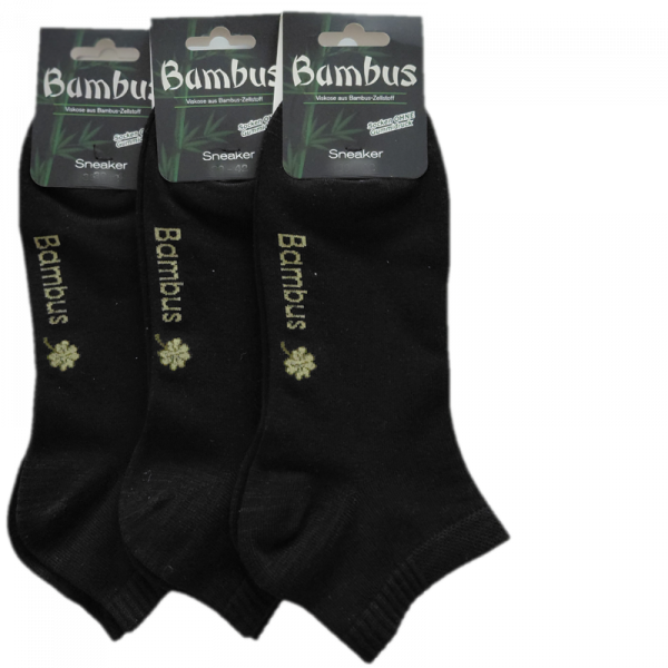 3 Paar MH Bambus Glück Sorbtek Sneaker Socken Schwarz