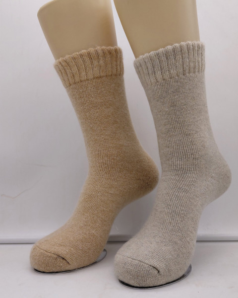 2 Paar Thermo Angora Woll Socken Schaf und Angora Wolle Beige und Natur