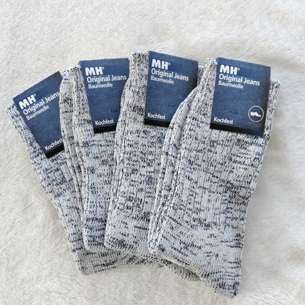 8 Paar Original MH Kurzschaft Jeans Socken 100% Baumwolle Grau-Melange Sonderposten