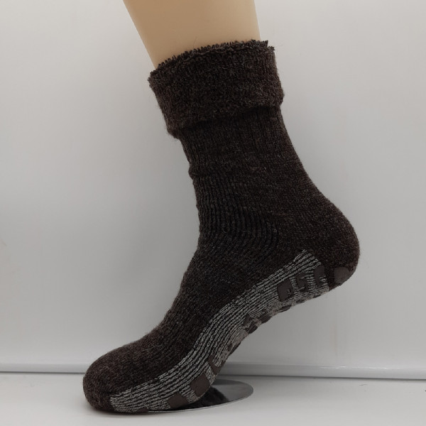 1 Paar dicke MH Alpaka Umschlag Stoppersocken Moccabraun