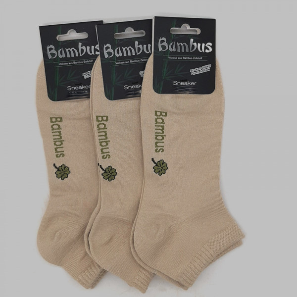 3 Paar MH Bambus Glück Sorbtek Sneaker Socken Beige