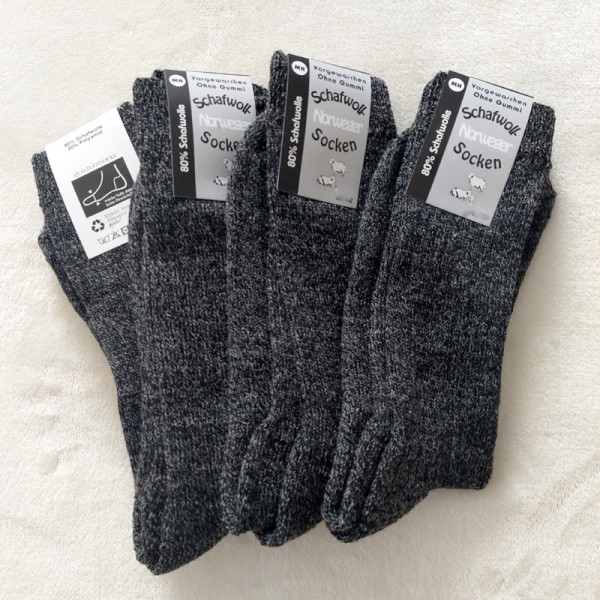 4 Paar MH Norweger Socken Polstersohle mit 80% Wolle Anthrazit